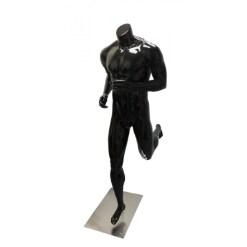 Glossy Black Female Athlete Mannequin