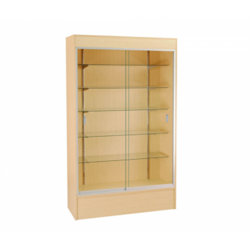 Maple Wall Unit Display Case With Puck Lights