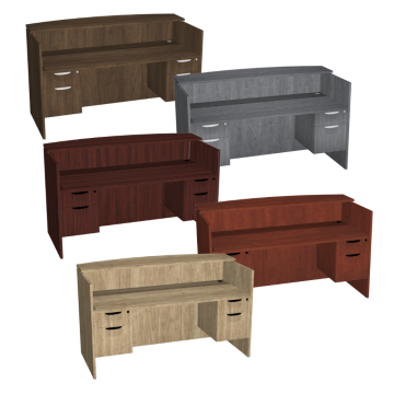 Modern Laminate Reception Desk with Bow Front Counter, Double Pedestals - 71" Wide