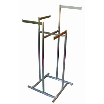 Satin Chrome High Capacity Four Way Clothing Rack