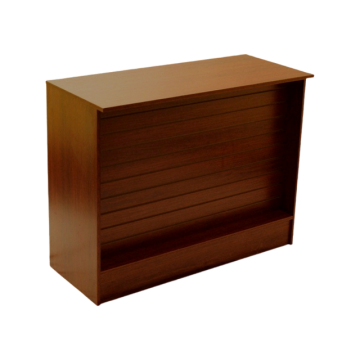 maple slatwall front wrap counter