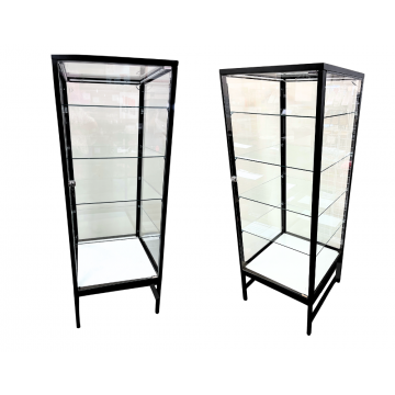  Luxury Locking Glass Tower Showcase with LED lights - Black