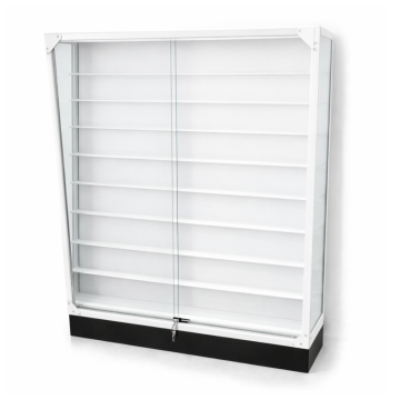 Elite Trading Card Display Case | Double-Sided Floor Display | Locking Glass Showcase | White