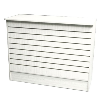 white slatwall front wrap counter