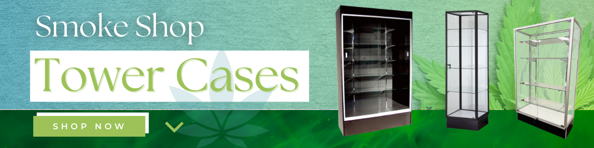 glass tower cases for smoke shops